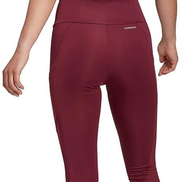 Adidas High Waist Women's Burgandy Leggings - Picture 2 of 10